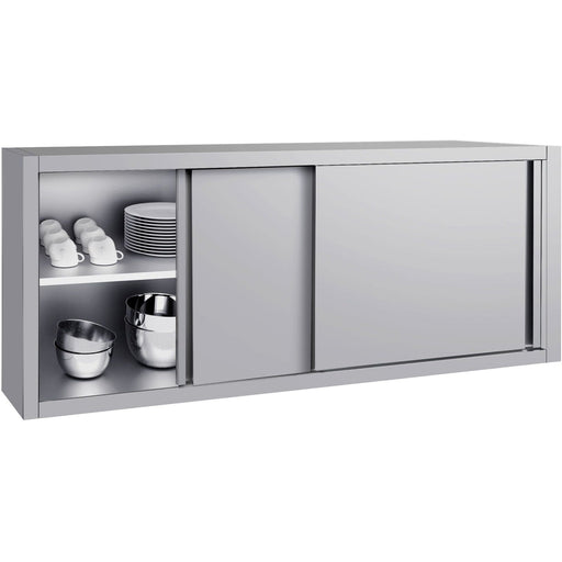 Commercial Stainless Steel Wall Cabinet with Sliding Doors and Inner Shelf 1800x400x650mm |  QNH908 Makfry