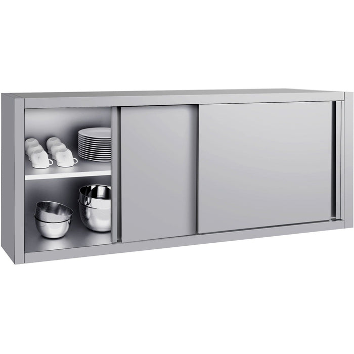 Commercial Stainless Steel Wall Cabinet with Sliding Doors and Inner Shelf 1800x400x650mm |  QNH908 Makfry