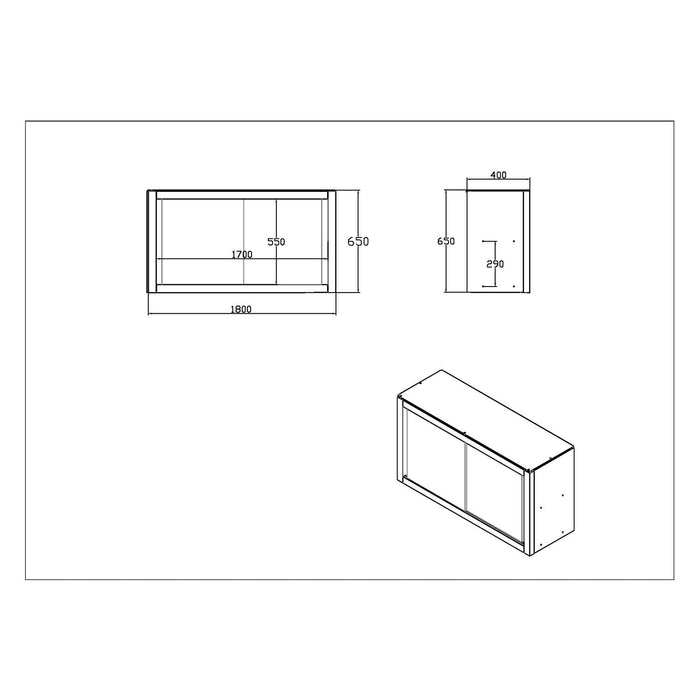 Commercial Stainless Steel Wall Cabinet with Sliding Doors and Inner Shelf 1800x400x650mm |  QNH908 Makfry