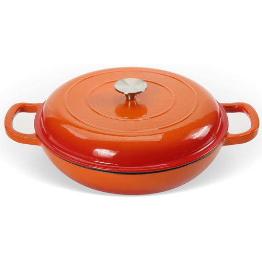 Enameled Cast iron Casserole Shallow pot Round Orange ø31cm 2.5 litres |  QT3107O Makfry
