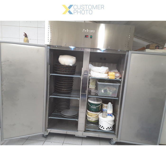 B Grade Commercial Refrigerator 1150 Litres Upright Stainless Steel Twin Door 1480x730x2010mm Fan Assisted Ventilated Cooling | Thl1180 Tn B Grade Makfry