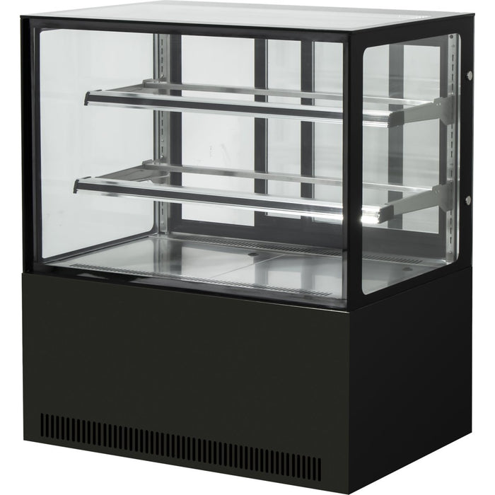 Cake counter Straight front 1500x730x1200mm 2 shelves Black base LED |  GN1500R2BLACK