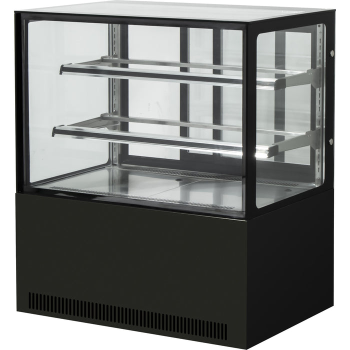 B GRADE Cake counter Straight front 1200x730x1200mm 2 shelves Black base LED |  GN1200R2BLACK B GRADE