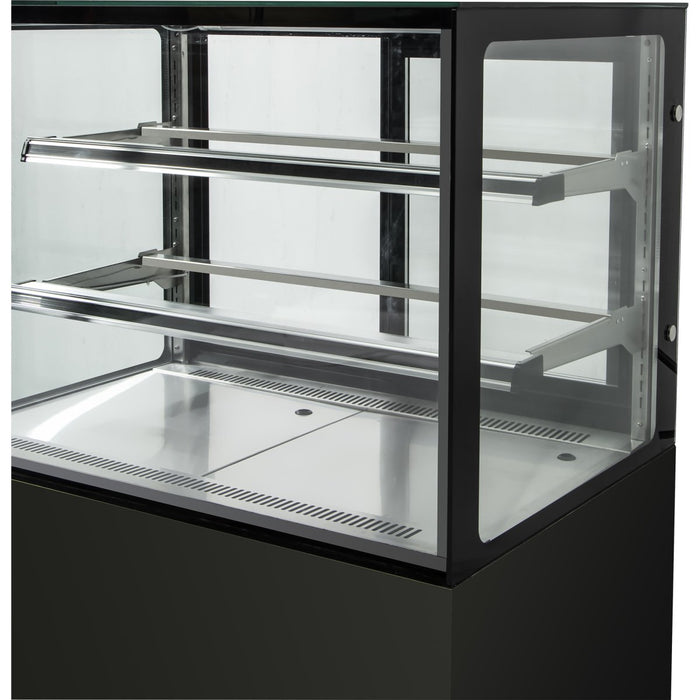 Cake counter Straight front 1200x730x1200mm 2 shelves Black base LED |  GN1200R2BLACK