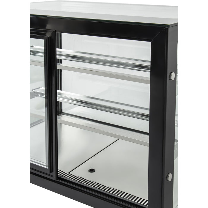 Cake counter Straight front 1500x730x1200mm 2 shelves Black base LED |  GN1500R2BLACK