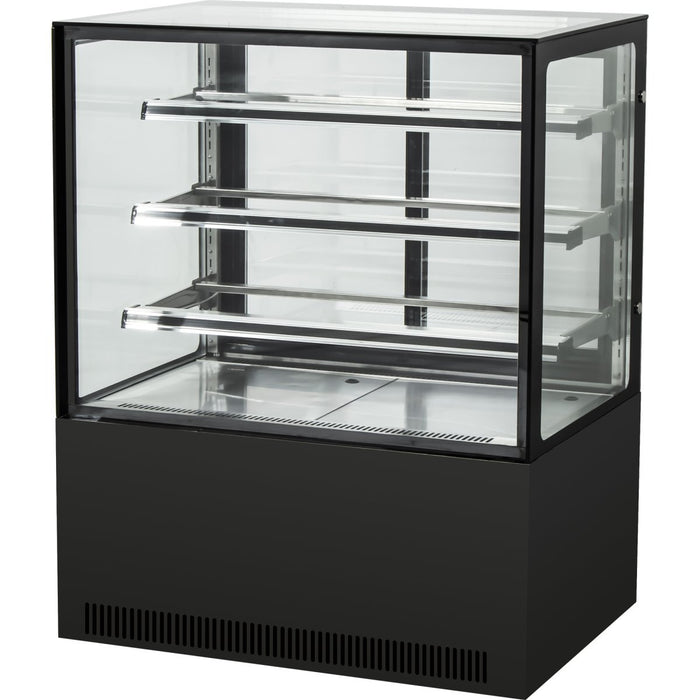 B GRADE Cake counter Straight front 1000x730x1300mm 3 shelves Black base LED |  GN1000R3BLACK B GRADE