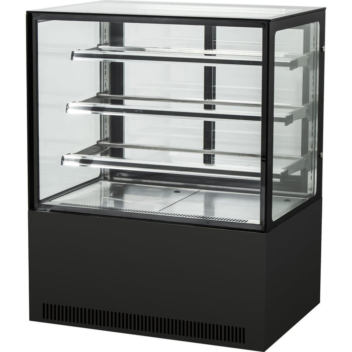 Cake counter Straight front 1000x730x1300mm 3 shelves Black base LED |  GN1000R3BLACK