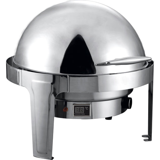 Roll Top Chafer Electric Heating Round Stainless Steel Mirror Polish 6 Litres | Ra2101 Be Makfry