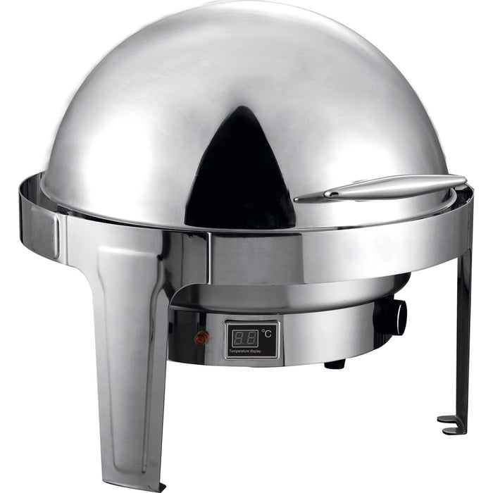 Roll Top Chafer Electric Heating Round Stainless Steel Mirror Polish 6 Litres | Ra2101 Be Makfry