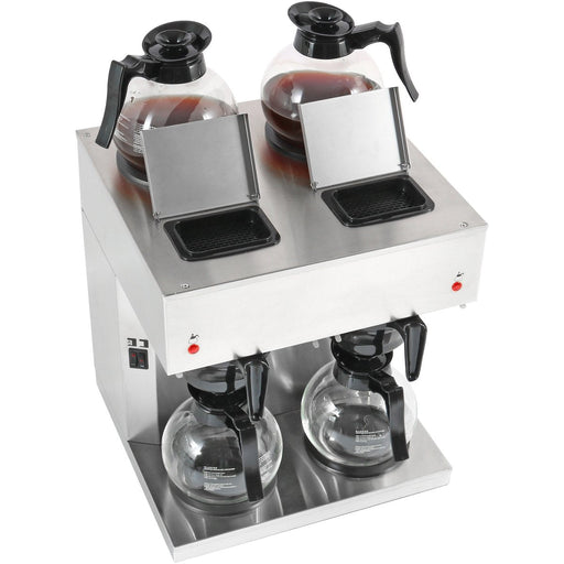 Commercial Twin Filter Coffee Maker Manual Fill 2 Glass Jugs 4 Hotplates | Rb286 X2 Makfry