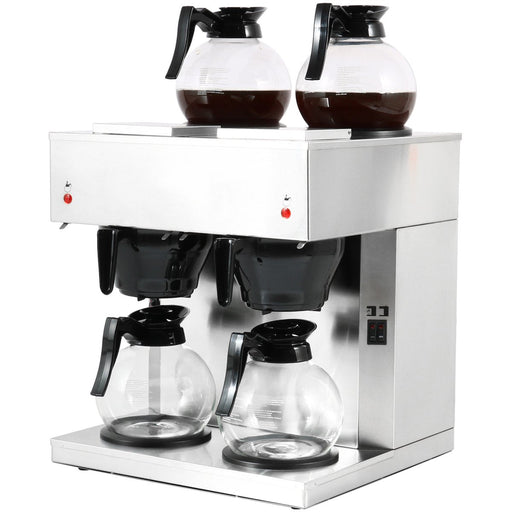 Commercial Twin Filter Coffee Maker Manual Fill 2 Glass Jugs 4 Hotplates | Rb286 X2 Makfry
