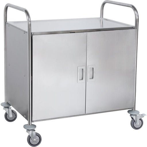 Commercial Serving/Service/Clearing Trolley With Cabinet &Amp; Doors Stainless Steel 3 Tier 860x540x940mm | Rst3 Ad Makfry