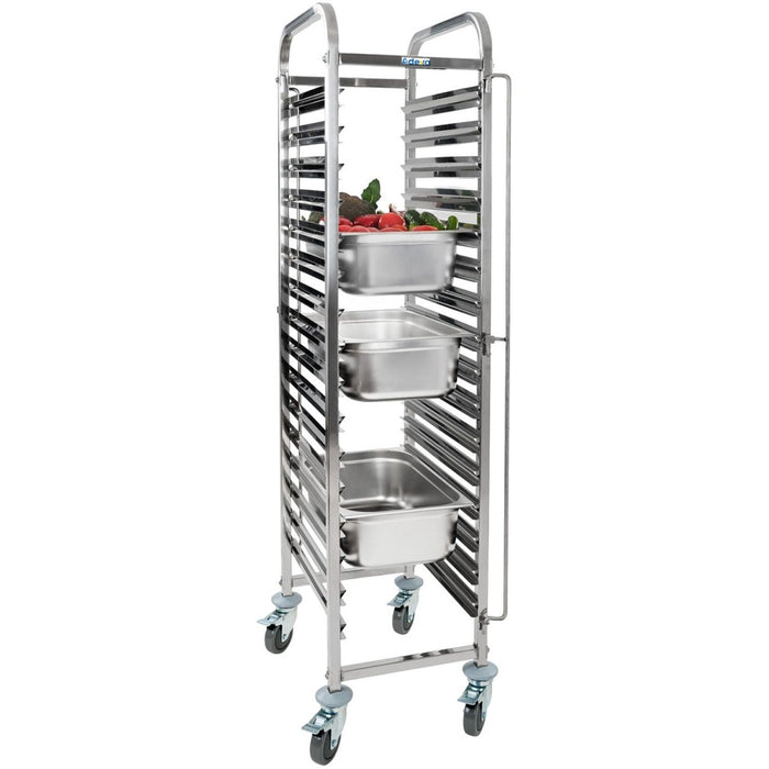 B GRADE Rack/Tray/Pan Trolley Stainless steel Gastronorm GN1/1 15 tier |  19237 B GRADE Makfry