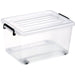 Pack of 4 Plastic Storage Box with Wheels & Lid & Clips 27 litre 465x337x258mm Polypropylene |  S1027SETOF4 Makfry
