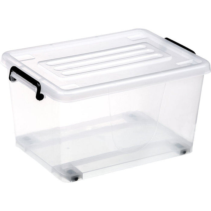 Pack of 4 Plastic Storage Box with Wheels & Lid & Clips 13 litre 375x295x200mm Polypropylene |  S1013SETOF4 Makfry