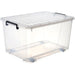 Pack of 4 Plastic Storage Box with Wheels & Lid & Clips 62 litre 590x430x340mm Polypropylene |   S1062SETOF4 Makfry