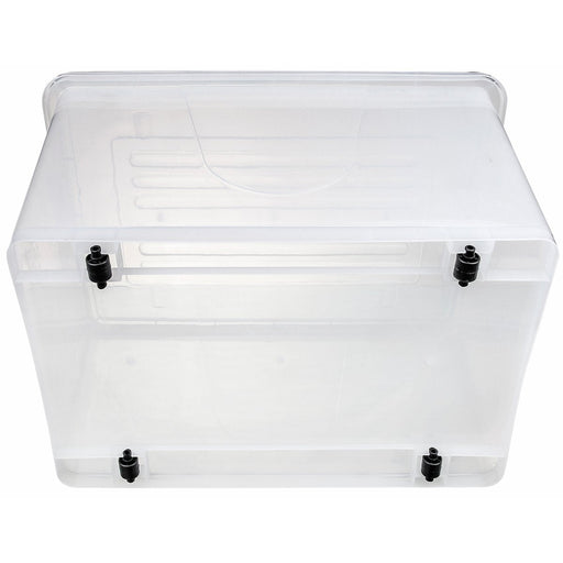 Pack of 4 Plastic Storage Box with Wheels & Lid & Clips 70 litre 630x433x355mm Polypropylene |  S1070SETOF4 Makfry
