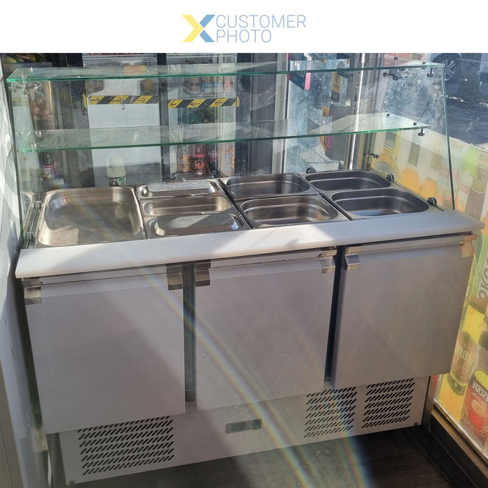 B Grade Commercial Saladette Fridge Glass Top 3 Doors | S93 Sq B Grade Makfry