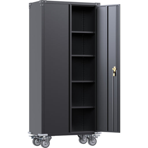 Commercial Mobile Black Steel Cabinet 2 Doors 800x410x1800mm |  Sart204 Makfry