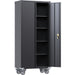 Commercial Mobile Black Steel Cabinet 2 Doors 800x410x1800mm |  Sart204 Makfry