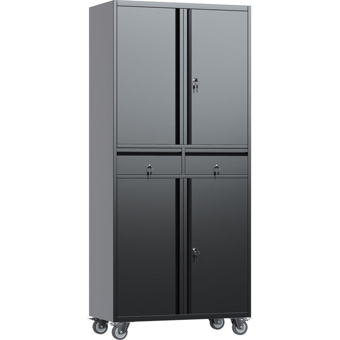 B GRADE Commercial Mobile Black Steel Cabinet 4 Doors 2 Drawers 760x380x1800mm |  SART210 B GRADE Makfry
