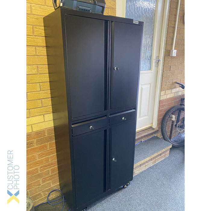 B GRADE Commercial Mobile Black Steel Cabinet 4 Doors 2 Drawers 760x380x1800mm |  SART210 B GRADE Makfry