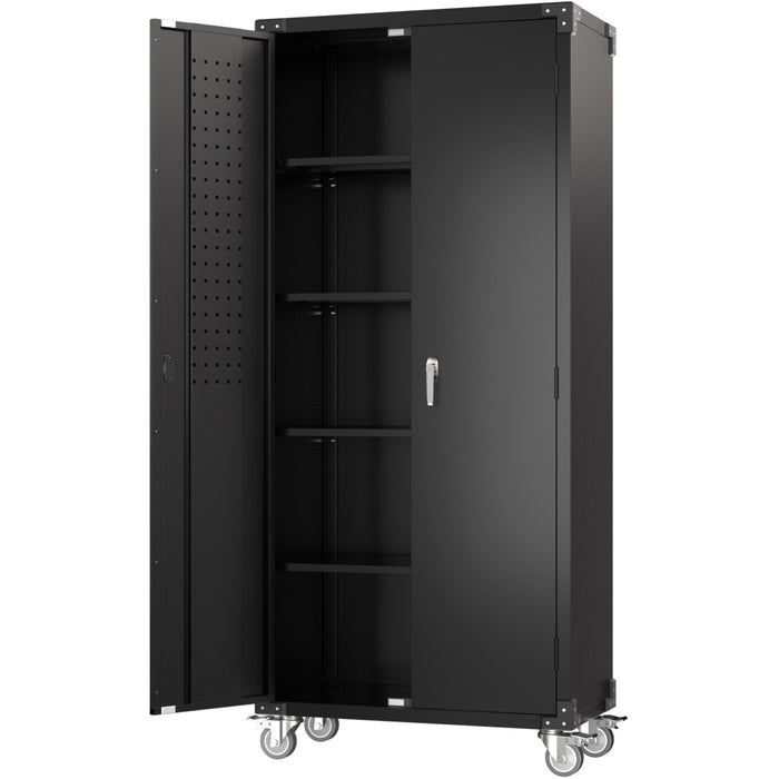 Professional Black 2 Door Lockable Steel Tool Cabinet with 4 Adjustable Shelves 800x420x1830mm |  SART214