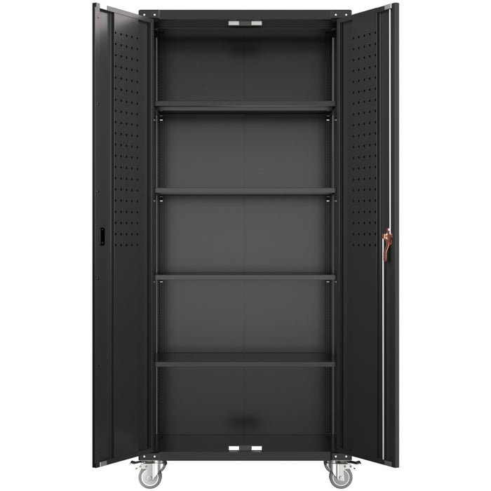 Professional Black 2 Door Lockable Steel Tool Cabinet with 4 Adjustable Shelves 800x420x1830mm |  SART214