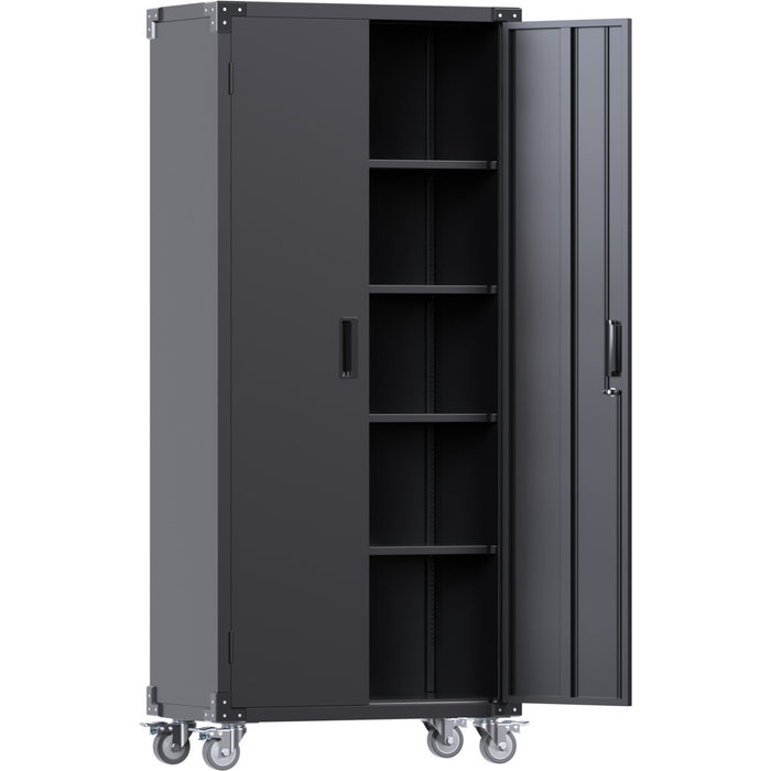 Professional Black 2 Door Lockable Steel Tool Cabinet with 4 Adjustable Shelves 800x420x1830mm |  SART216