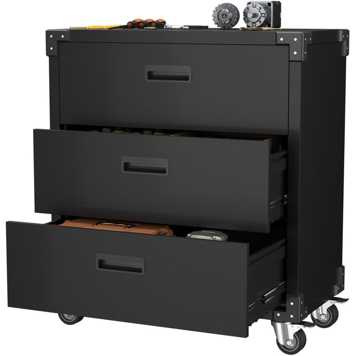 Professional Black 3 Drawer Steel Tool Cabinet 800x420x900mm |  Sart218 Makfry
