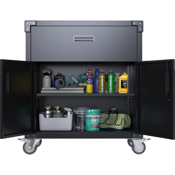 Professional Mobile Black 2 Door 1 Drawer Steel Tool Cabinet 800x420x900mm |  SART222 Makfry