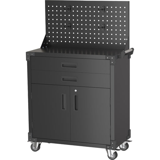 Professional Mobile Black 2 Door 2 Drawer Pegboard Steel Tool Cabinet 800x420x1320mm |  SART224 Makfry