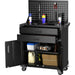 Professional Mobile Black 2 Door 2 Drawer Pegboard Steel Tool Cabinet 800x420x1320mm |  SART224 Makfry