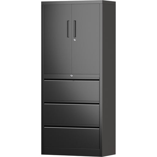 B GRADE Professional Black Steel Cabinet 2 Doors 3 Drawers 760x380x1780mm |  SART234 B GRADE Makfry