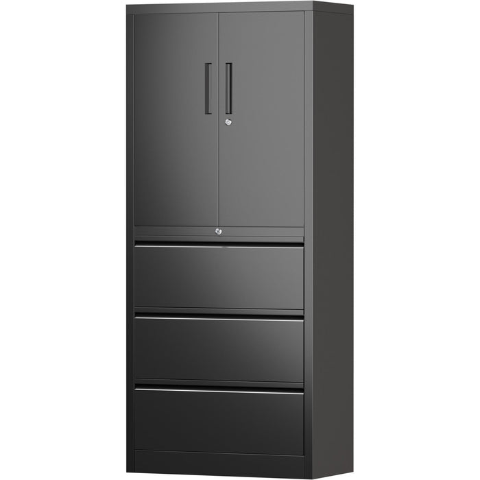 B GRADE Professional Black Steel Cabinet 2 Doors 3 Drawers 760x380x1780mm |  SART234 B GRADE Makfry