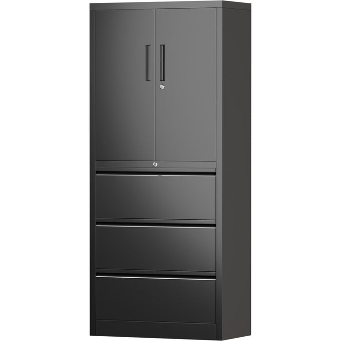 Professional Black Steel Cabinet 2 Doors 3 Drawers 760x380x1780mm |  SART234