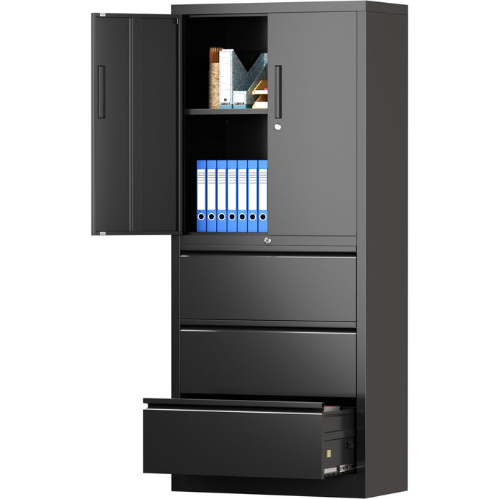 Professional Black Steel Cabinet 2 Doors 3 Drawers 760x380x1780mm |  SART234