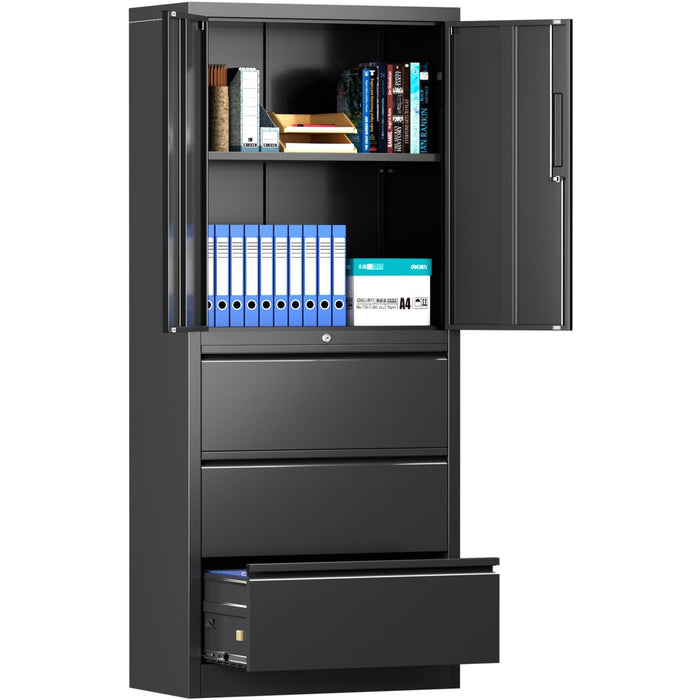 B GRADE Professional Black Steel Cabinet 2 Doors 3 Drawers 760x380x1780mm |  SART234 B GRADE Makfry