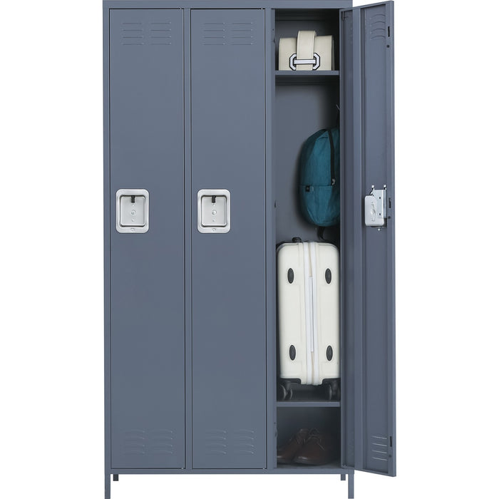 Commercial Grey 3 Door Locker with 2 Shelves 900x400x1830mm |  SART236