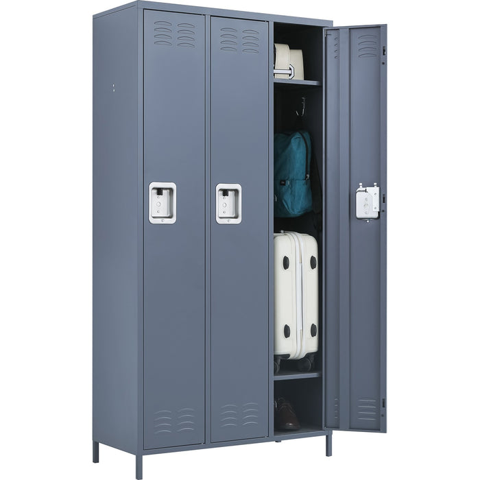 Commercial Grey 3 Door Locker with 2 Shelves 900x400x1830mm |  SART236