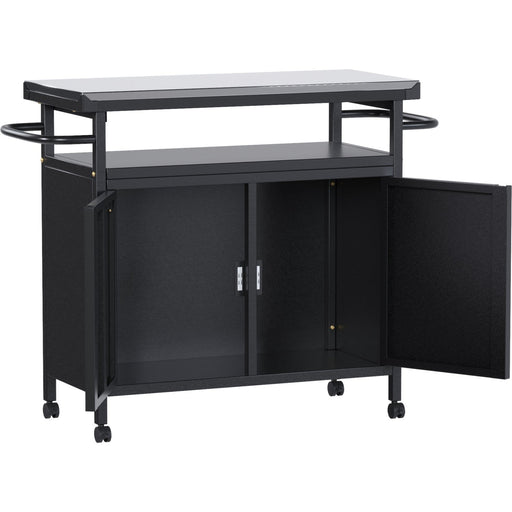 Professional Black BBQ Cart Prep station 2 Doors 775x360x810mm |  SART246 Makfry
