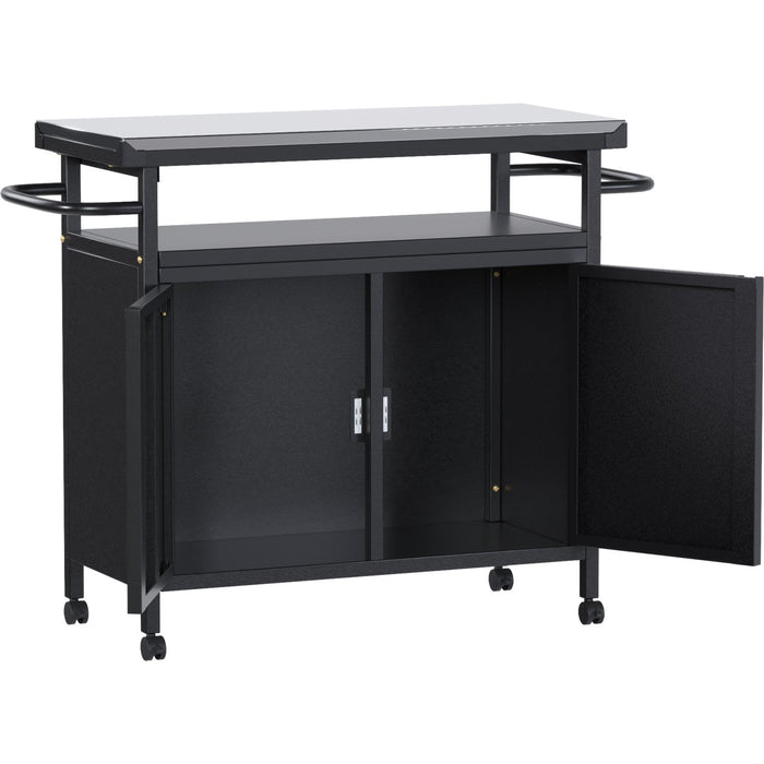 Professional Black BBQ Cart Prep station 2 Doors 775x360x810mm |  SART246 Makfry