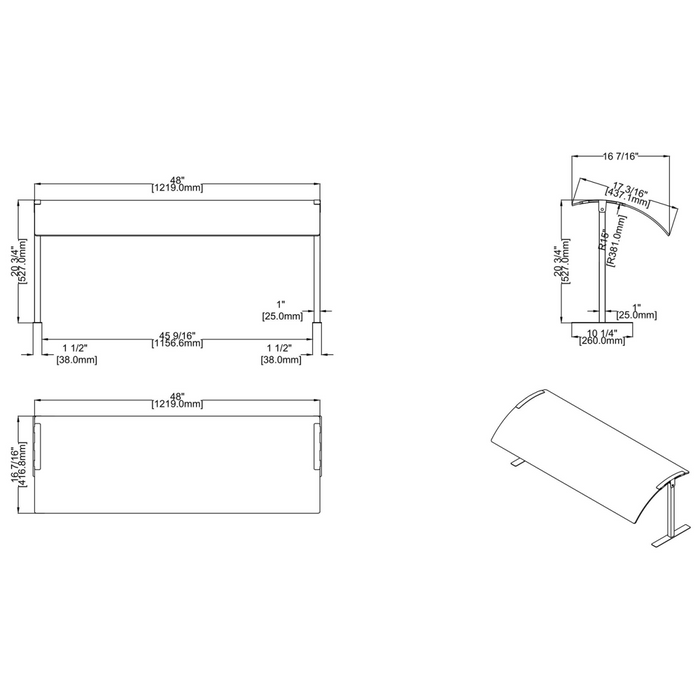 Acrylic Stand alone Sneeze guard with Stainless steel frame 1219x417x527mm |  SASG1648