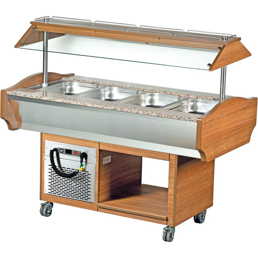 Refrigerated Salad Bar 4x Gn1/1 Walnut | Sbm4 C Makfry