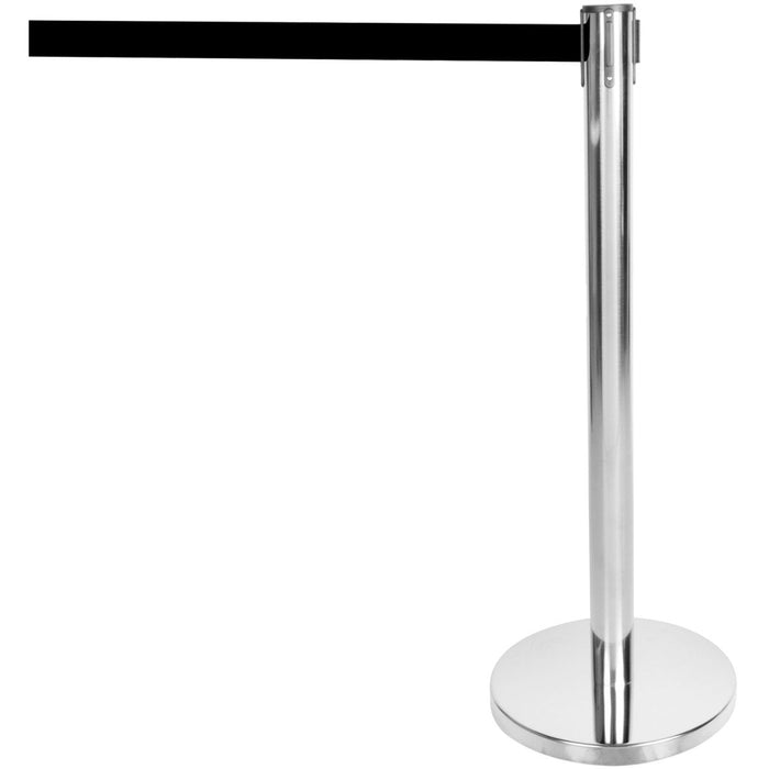 Silver Barrier Post with Black Retractable Belt 2m |  SBP01B Makfry