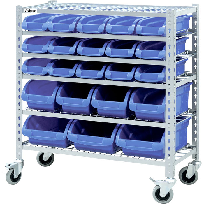 Commercial Heavy Duty Mobile Shelving Unit 5 Tier 22 bins 860x410x940mm |  SBRHD2251 Makfry