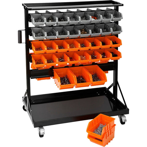 Professional Dual Sided Heavy Duty 5 Tier Mobile Storage Bin Rack with 74 Removable Bins 240kg Capacity |  SBRM3374 Makfry