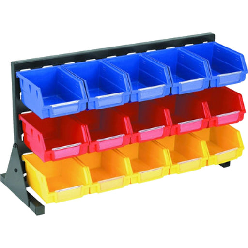 Professional 3 Tier Steel Floor Standing Storage Bin Rack with 15 Removable Bins 45kg Capacity 530x250x330mm |  SBRT2015 Makfry