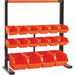Professional 3 Tier Steel Floor Standing Storage Bin Rack with Magnetic Tool Holder and 16 Removable Bins 660x310x640mm |  SBRT2616 Makfry