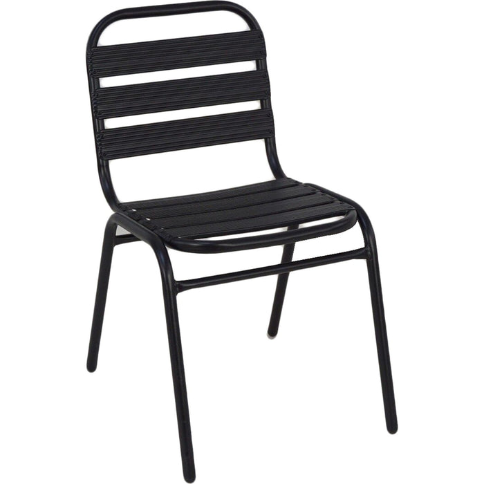 Bistro Dining Chair Aluminium Frame Ribbed Plastic Slats Indoors & Outdoors Black |  SC015C Makfry